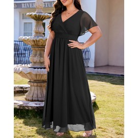 Talisea Black Formal Dresses for Women Plus Size Wedding Guest Long Maxi Elegant Evening Gowns Bridesmaid Chiffon Dress 2025