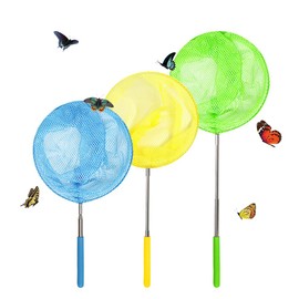 TSYAN Kids Telescopic Butterfly Fishing Nets for Kids Catching Insect Net Outdoor Tools for Catching Bugs Fish Insect Ladybird, Extendable 34 Inches and Anti Slip Grip (3Pcak)