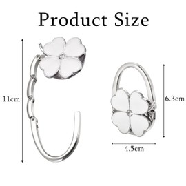 ZHENJIER Purse Hook for Table, Clover Design Foldable Purse Holder for Table, Portable Bag Holder - Folding Handbag Hanger | Hangs Almost Anywhere(White)