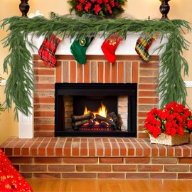 Christmas Garland, 9FT Real Touch Winter Pine Cedar Garlands for Indoor Home, Mantel, Staircase and Outdoor Decor - Perfect for Families Christmas Decorations (Norfolk Pine Garland, 9FT)