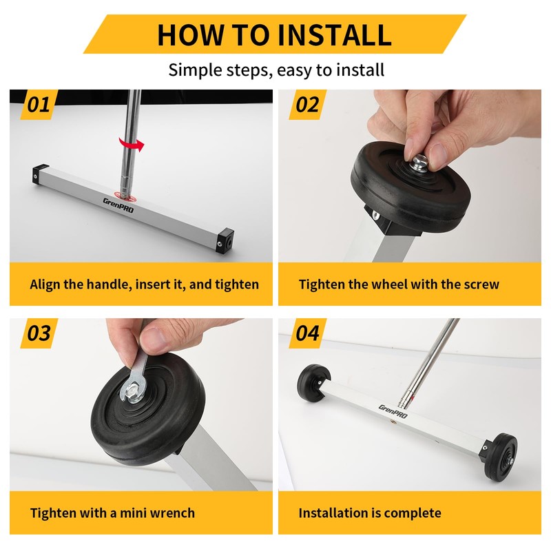 GRENPRO 17" Rolling Magnetic Sweeper with Wheels,8.8 Lbs Pull Force,Telescoping