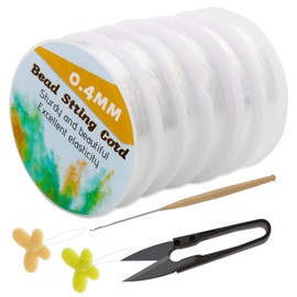 Tikjiua 0.4mm Round Elastic Thread, Elastic String for Bracelet 295 Feet Spool Clear Stretchy Bracelet String for Making Bracelet Watch Band Key Chain Beaded Jewelry