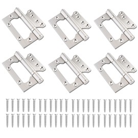 QINGHEC 6 Pcs Heavy Duty Flush Hinges, 100mm Stainless Steel Ball Bearing Hinges, Large Flush Hinges, Metal Gate Hinge with Screw, Large Door Hinges for Internal and External Doors, Gates