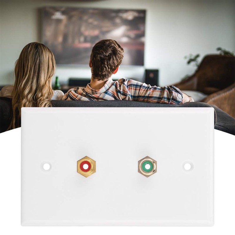 Dual RCA Connector Wall Plate RCA Insert with White Center