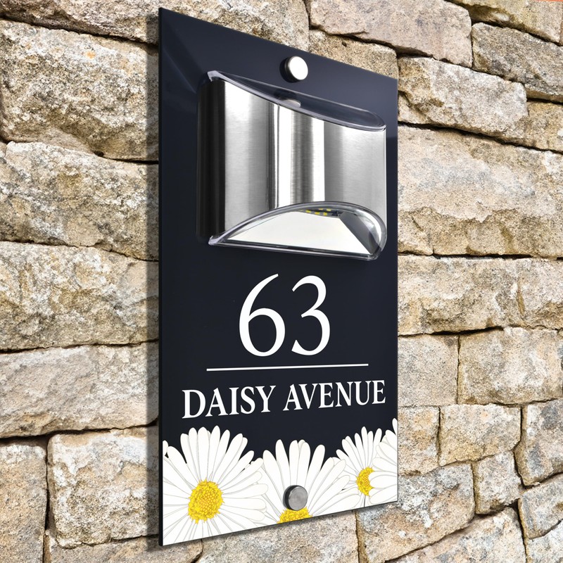 Custom Signs Solar Illuminated Modern Anthracite House Number Sign 24cm