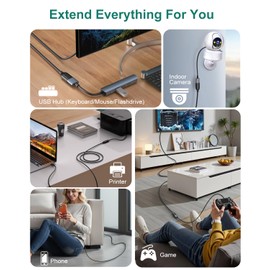 Besgoods 10ft Long USB Extension Cable Extender Cord - USB 2.0 Type A Male to A Female Cable with Gold-Plated Connector for Keyboard, Mouse, USB Flash Drive - Black