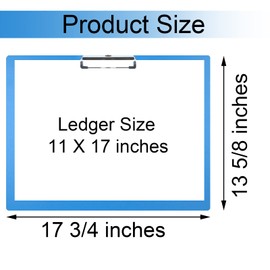 11x17 Clipboard Landscape Extra Large Clipboard Super Tough 11 x 17 Clipboards Low Profile Clip Not Fragile PP Plastic Blue Pack of 1