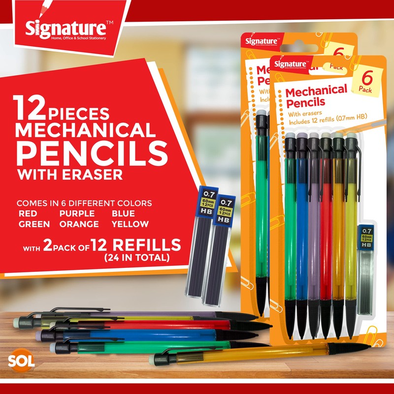 12pk Mechanical Pencil 0.7mm HB | Mechanical Pencils Set With