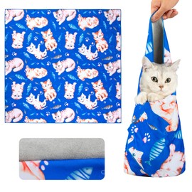 Barklincharm 21.7“ Cat Wrap for Cutting Nails, Cat Grooming Wrap, Self-Adherent Fabric Wrap for Kittens, Cat Swaddle Wrap for Nail Trimming, Medium