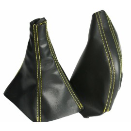 Kar Designers w/Yellow Stitch Vinyl Manual Shift & EBrake Boot SET For 86-92 Toyota Supra MK3