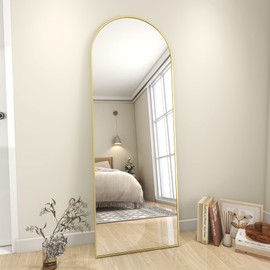 Koonmi 30"x71" Arched Full Length Mirror, Gold Large Floor Mirror with Aluminum Alloy Frame, Standing Hanging or Leaning Wall-Mounted Mirror, Vanity Mirror for Living Room and Bedroom