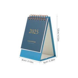 STOBOK Small Desk Calendar 2025 Standing Flip Desktop Calendar 2024-2025, Flip Calendar Table Top Flip Calendar Standing Desk Calendar Stand Up Calendar Blue