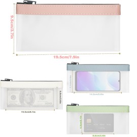 4Pcs Money Bags with Zipper, Money Pouch Cash Envelopes Bank Bag, Clear Money Organizer Money Envelopes for Cash, Multi-Purpose Cash Organizer Cash Holder Cash Wallet for Money Coin Tool (4Colors)