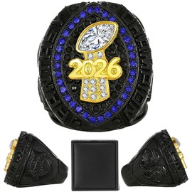 LANGE HOME 2025 Fantasy Football Ring 2026 Fantasy Football Championship Ring with High-Grade Gift Box,League Champion Trophy Rings Premium Award for Winner