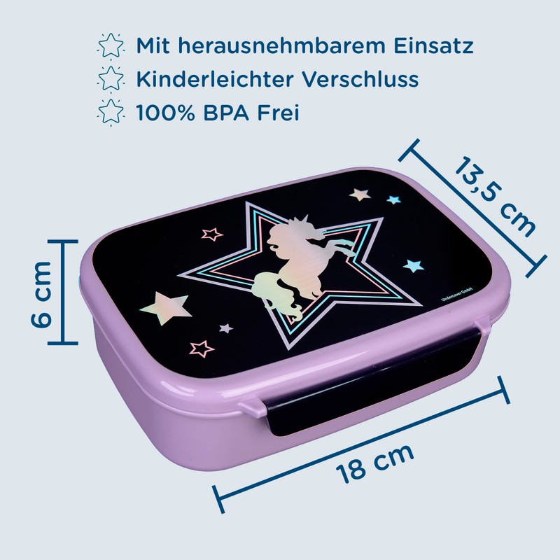 Scooli Dreamland Plastic Lunch Box with Insert and Locking Clip,