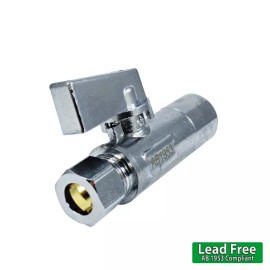PEX GUY 1/2" SWT x 3/8" OD Ball Valve STRAIGHT Crimp - Shut Offs LEAD FREE 1/4 Turn Stop