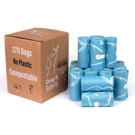 DOG & BUTTERFLY 100% CERTIFIED COMPOSTABLE, ZERO-PLASTIC, NO MICROPLASTIC WASTE 270Q. Beautifully designed, easy-open, leak-proof, tear-proof.