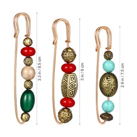PRETYZOOM Vintage Brooches Safety Pins Decorative Collar Safety Pin Large Lapel Pins Beads Brooch Cardigan Sweater Pins Chest Pins Clothing Decor for Women Wedding
