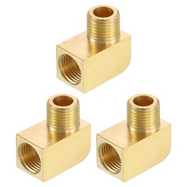 sourcing map 3Pcs Brass Pipe Fitting 90 Degree Barstock Street Elbow M10 Male x M10 Female Pipe Connector for Gas, Air, Oil, Propane