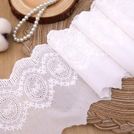 Eyelet Lace Trim 3 Yards Vintage Style Embroidery Cotton Lace Trim- 6 Color Options for Sewing Dresses,Costumes, Handkerchiefs, Home Decor (White)