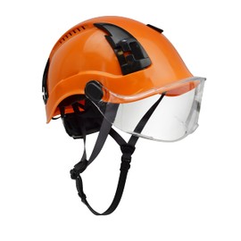 Malta Dynamics APEX Prime OSHA/ANSI Z89.1 and EN12492 Type 2 Safety Helmet for Construction, Orange Helmet with Clear Visor