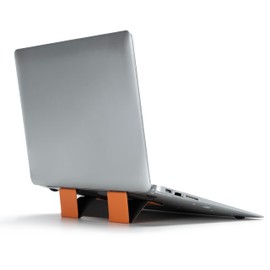 EISSCCE Flat Foldable Laptop Stand, Laptop Stand for Desk,Slim Portable Laptop Riser- Compatible with MacBook and All Laptop (Orange)