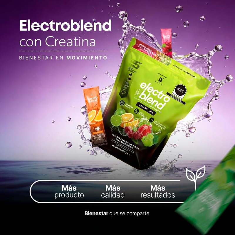 B Life Electrolitos con Creatina con 45 Sobres 5 Sabores