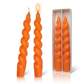 Twisted Candlesticks Tapered Candles - Spiral Taper Candles 2PCS Colored Candle Sticks 7.5 Inch Orange Candlesticks for Home Holiday Wedding Gifts