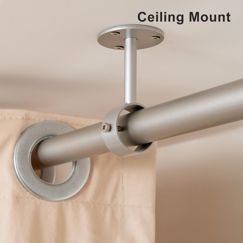 Silver Ceiling Curtain Rod Brackets - 2 Pack, Ceiling Mounted
