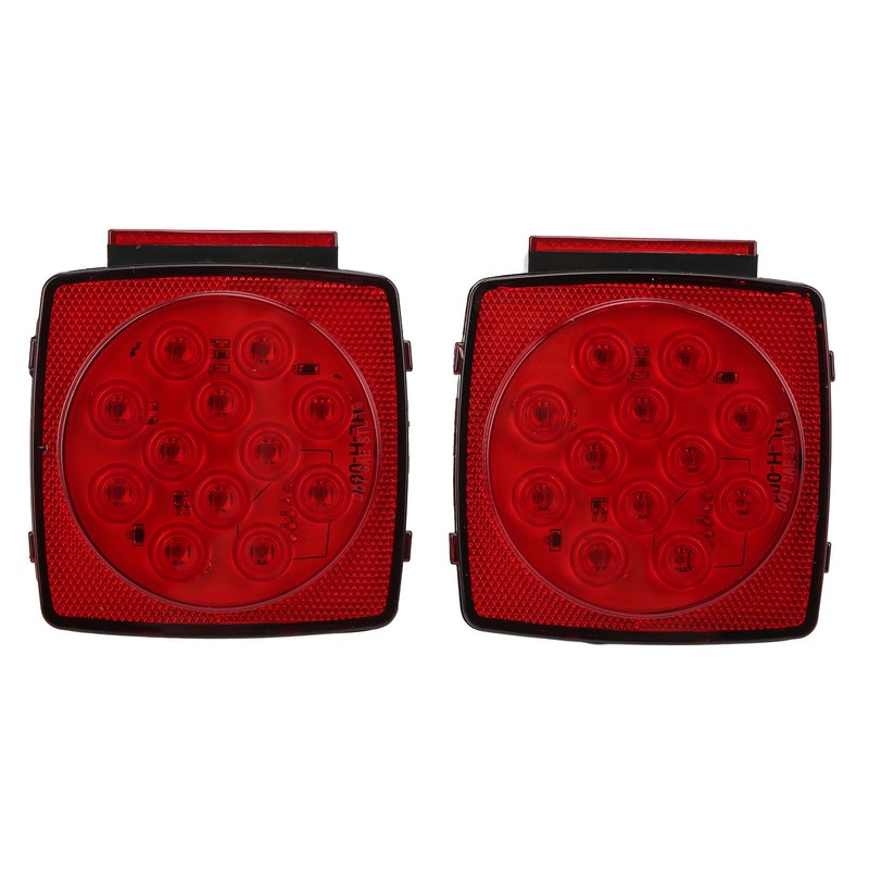Pair LED Square Lights 12V Trailer Tail Brake Lamp High