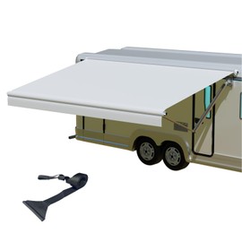 CYLAND 16ft RV Awning Fabric Replacement Compatible with Dometic, Carefree, Solera - Heavy Duty 18.5oz Vinyl Waterproof Canopy for Camper Trailer 16'(Fabric 15'2") White