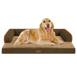 Large Dog Bed Orthopedic Washable: Extra Brown XL XLarge Big Dog Bed with Washable Bolster & Memory Foam Couch Sofa - Waterproof with Removable Cover