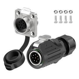 E-WeiChat EW-LP16 Industrial Waterproof Connector IP68 Quickly Plugging Aviation Connector Anti-Interference Circular Connector Fast Release Electrical Connector M16 2-9 Pin Flange Socket (8 Pin)