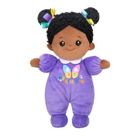 OUOZZZ Baby Doll, Soft Rag Doll with Clothes, African Mini Doll, Purple Cuddly Doll for Children from 3 Months - Baby Gift for Birth Girls Boys, 25 cm