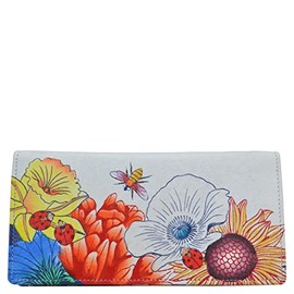 Anna by Anuschka Women's Hand-Painted Genuine Leather Checkbook Cover - Floral Melody