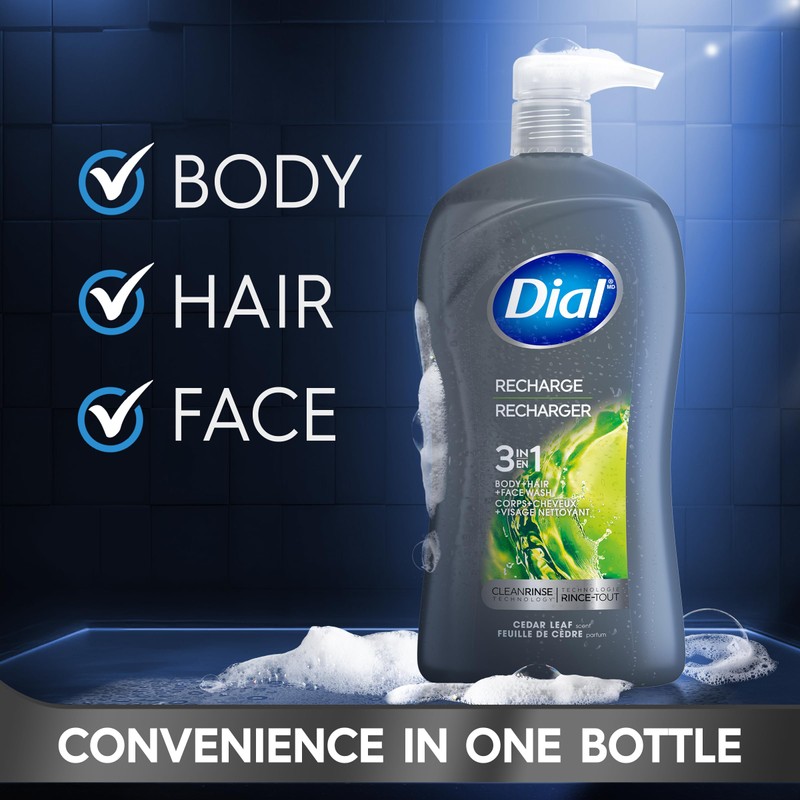 Dial Men 3 in 1 Body, Hair and Face Wash,