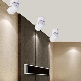 Uonlytech Indoor 85-265V 7W LED Spotlight Adjustable Ceiling Downlight Surface Mounted COB Lighting Aluminum Wall Lamp Spot Light Warm White (White)