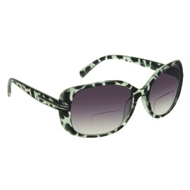 proSPORT Womens Bifocal Reading Sunglasses Animal Print Cheetah Leopard Black Dark Grey Gradient Lens Oversize Silver Accent +1.00 to