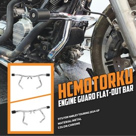 HCmotorku Engine Guard Flat-Out Bar Highway Crash Bar Fit for Harley Touring Street Glide FLHX Road Glide FLTRX Road King FLHR Electra Glide FLHT Ultra 2014-2025 Chrome