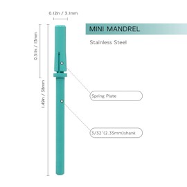 HYTOOS Small Mandrel Bit, Green 3.1mm Mini Mandrel Bit for Small Sanding Band Files, Professional Stainless Steel Sanders Drill Bit, Manicure Art Electric Drill File Tool