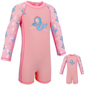 OSHYLE Baby/Toddler Swimsuit - UPF 50+ Sun Protection, One-Piece Zipper Bathing Suit Ideal for Pool, Beach,Daily wear etc. (Mermaid, 9-12 Months)