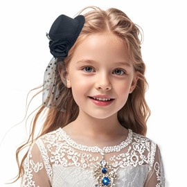 Jastore Mini Tea Party Hats for Kids Little Girls Derby Fascinators Church Hat Accessories Tea Party Accessories (US, Alpha, One Size, Black)