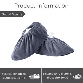 Yistoi Pack of 5 Shoe Covers, Slippers, Non-Slip Reusable Shoe Covers, Thickened, Wear-Resistant, Dustproof, Breathable, for Footwear, Carpet Floor Protection