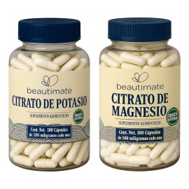 Pack Citrato Magnesio Potasio 100cáps Alta Absorción Natural Vegano Beautimate