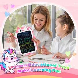 Unicorn Toys Lcd Writing Tablet for Kids, Reusable 8.5 Inch Kids Drawing Tablet, Educational Drawing Pad Doodle Board for Toddler Toys, Christmas Gifts Birthday Gifts for Ager3 4 5 6 7, Cute Girl Toys