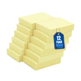 1InTheOffice Sticky Notes, Self-Stick Pad, Pop Up Stick Notes 1.5 x 2, Yellow, 100-Sheet 12/Pack