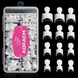 AORAEM Puntas de uñas francesas blancas, 120 puntas de uñas acrílicas cortas de estilo francés, 12 tamaños, uñas postizas transparentes y blancas a pr