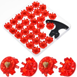 Lanties 31 Pcs Golf Cleats Set 30 Golf Shoe Spikes Replacements with 1 Golf Cleats Spanner Metal Thread Screw 6 mm Diameter Golf Shoe Cleats for Golf Player Shoe (Red)