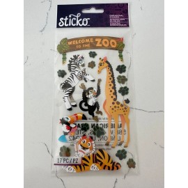 Sticko Autocollant Dimensional Zoo - Welcome To The Zoo - Monkey Giraffe Zebra