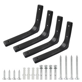 Cjueiom Shelf Brackets L Shaped Bracket Angle Brackets Heavy Duty Bookcase Table Furniture Window Wall Wood Board 200x150mm Black 4 Pack